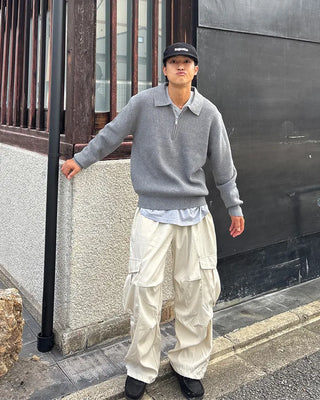 Half-neck zip-up collar knit