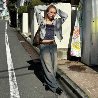 Vintage wide-leg denim pants