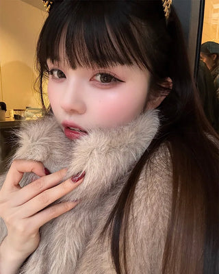 High-neck fur jacket