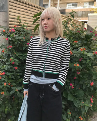 Two-tone striped cardigan