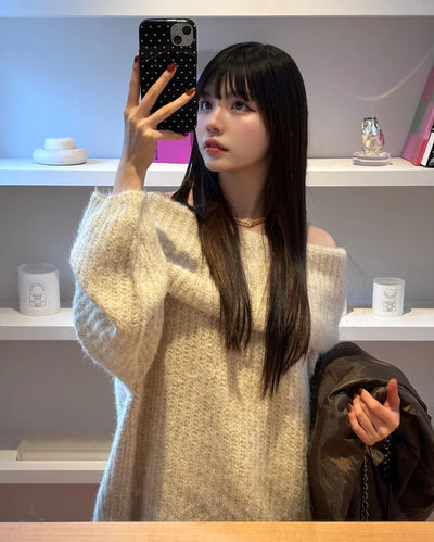 Oversized off-shoulder knit