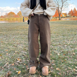 Straight-leg fleece-lined pants