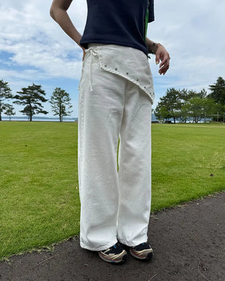 Eyelet Wrap Set Cotton Pants