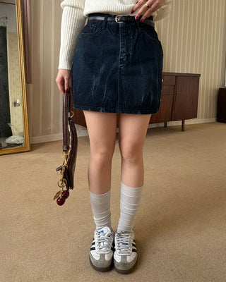 denim mini skirt