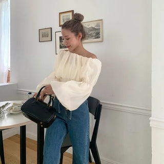 Balloon cropped blouse