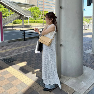 Perforated Long Knit Dress