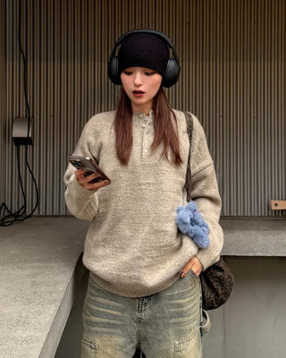 Basic Henley Neck Knit