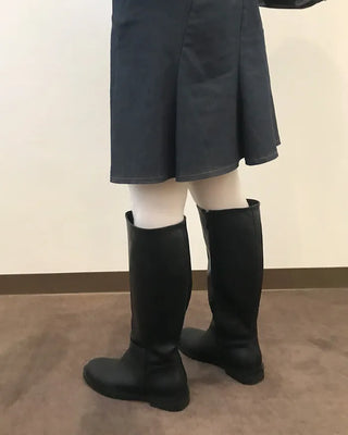 Leather long boots