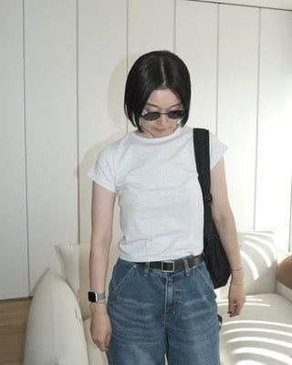 Modal cropped short-sleeved T-shirt