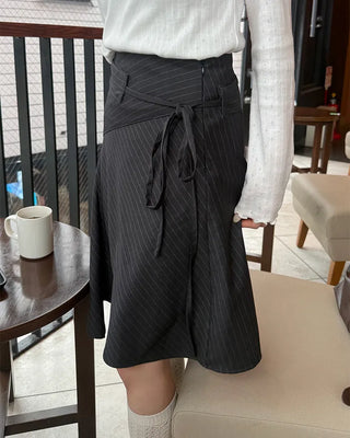 Striped midi skirt