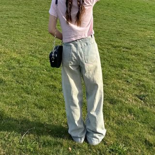 Washed denim pants