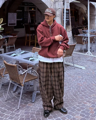 Big check wide pants