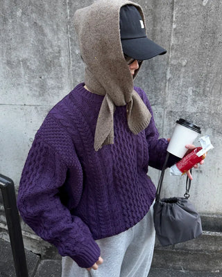 Wool color cable knit