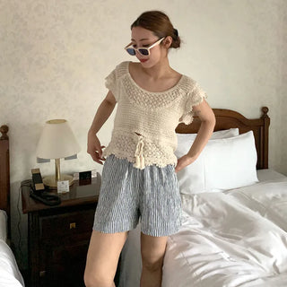 Perforated Short-Sleeve Knit