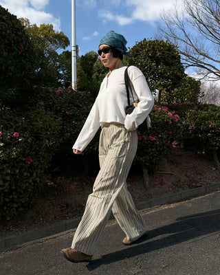 Drawstring striped pants