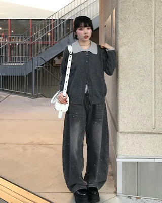 Layered knit cardigan