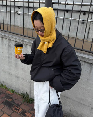 Melange knit wool scarf