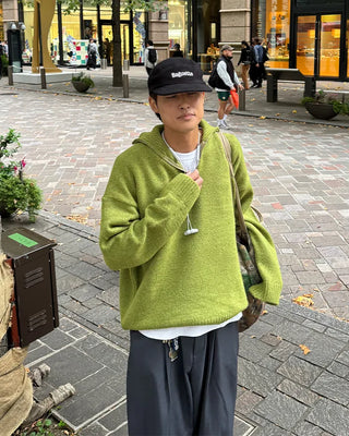 Half-neck zip-up knit