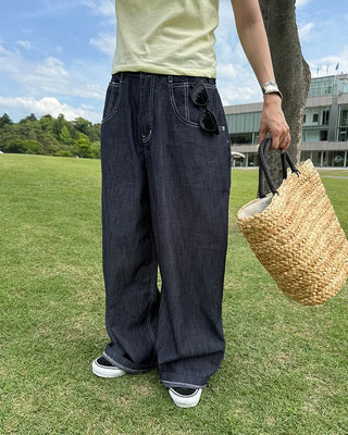 White Stitch Rigid Summer Denim Pants