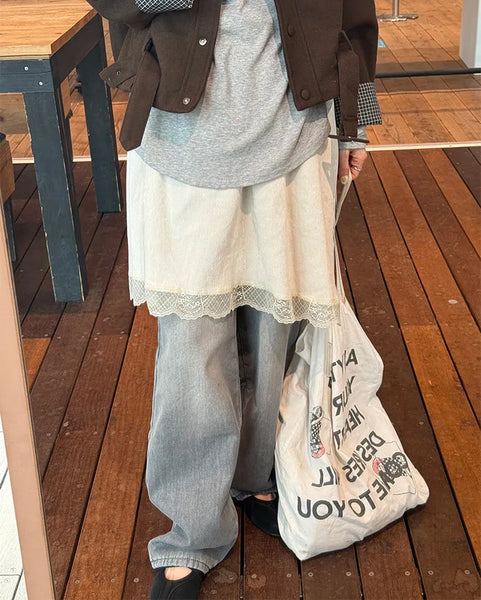 Asymmetrical Lace Midi Skirt
