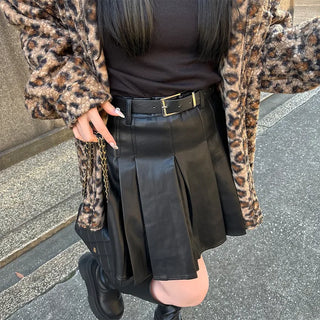 Faux leather pleated mini skirt