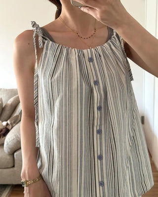 Striped button blouse