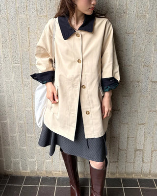 Loose-fit half trench coat
