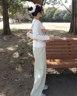 Colorful cotton wide-leg pants