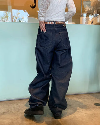 Slit denim pants