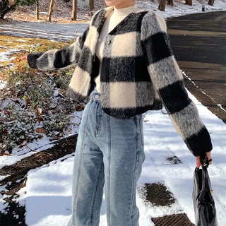 Checked cropped jacket