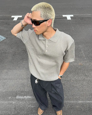 Linen color short-sleeved knit