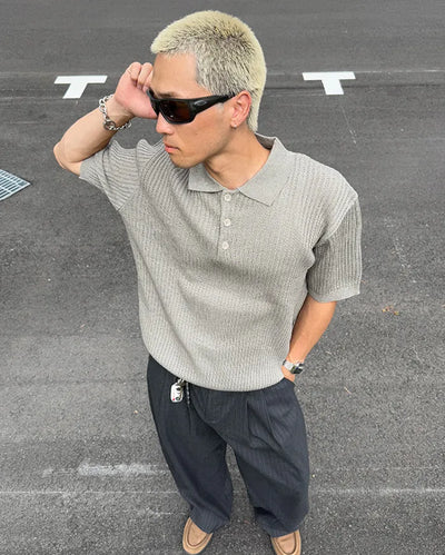 Linen color short-sleeved knit