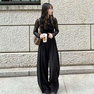 Pintuck wide slacks