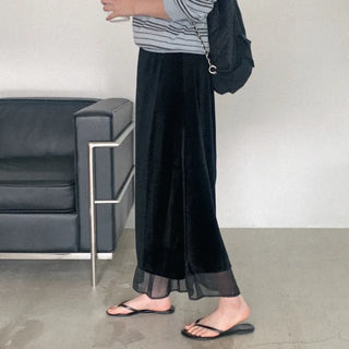 Velvet layered long skirt