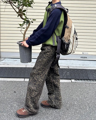 Leopard print cotton pants