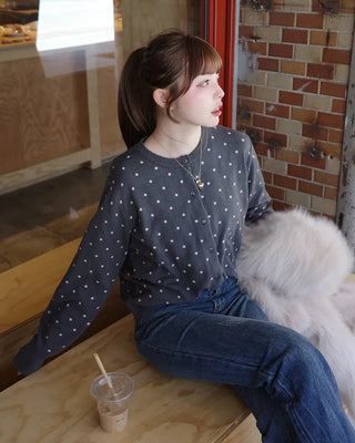 Two-tone polka dot cardigan