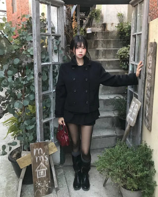 [wool 40%] wool double short coat [2color]