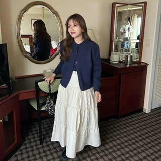 Ribbon long tiered skirt