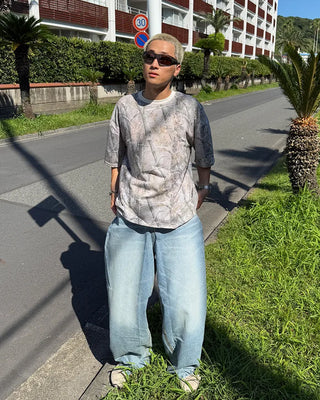 Wide balloon denim pants