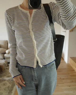 Ribbed border cardigan