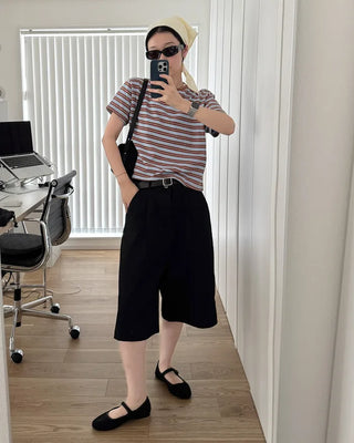 Bermuda One-Pleat Cotton Pants