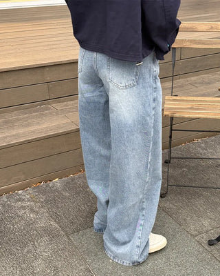 Wide denim pants