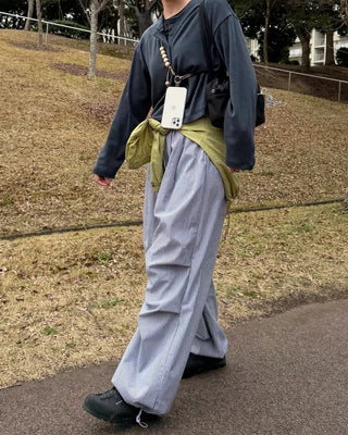 Color-block striped pants