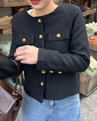 Gold button round tweed jacket