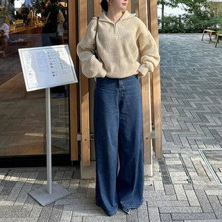 Half-zip knit top