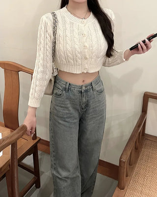 Crop Cable Knit Cardigan