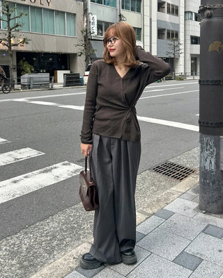 V-neck side-button cardigan