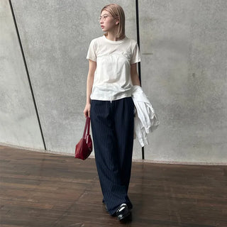 String stripe wide slacks