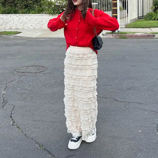 Frilled long skirt