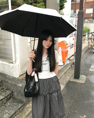 Lace nylon midi skirt